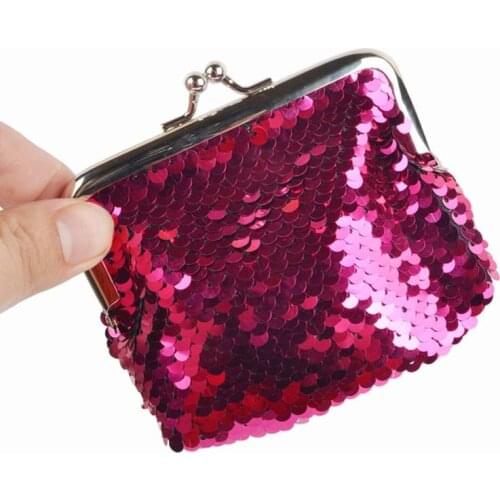 Sequins Hasp Mini Wallet Clutch Pouch Portable Women Sequins Coin Purses Handbags Card Holder Keys small coin pocket