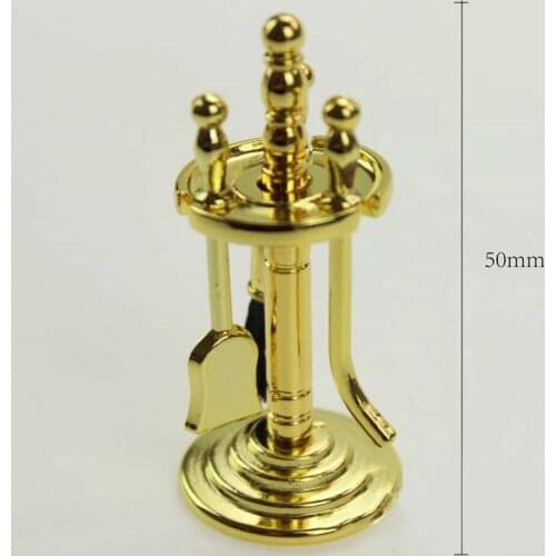 1/12 Dollhouse Miniature Furniture Golden Alloy Cleaning Tools Holder Set for Any Rooms Table Shelf Desk Decoration