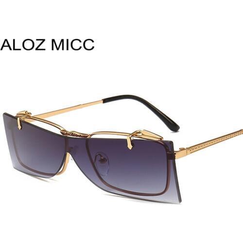 ALOZ MICC Fashion Rectangle Sunglasses Women NEW Metal Flip Punk Sunglasses Men Vintage One Piece Shade UV400 Q211