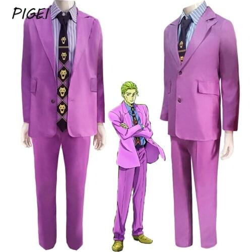 Anime Jojos Bizarre Adventure Kira Yoshikage Cosplay Coat Shirt Pants Uniforms Mens Halloween Yoshikage Kira Clothes for Women