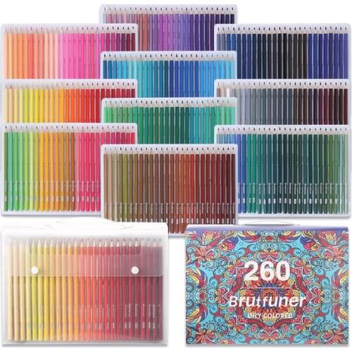 Brutfuner 48/72/180/260 Oily Color Pencil Professional Colored pencils Set Coloured Pencils For Student Artist School Supplies