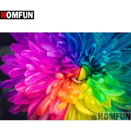 HOMFUN Full Square/Round Drill 5D DIY Diamond Painting "Colored flower" 3D Embroidery Cross Stitch 5D Home Decor A13303