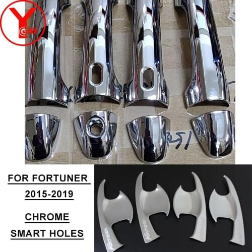 Carbon Fiber Door Handle Cover For Toyota Fortuner 2015 2016 2017 2018 2019 ABS Side Car Handle Insert Trim Overlay YCSUNZ