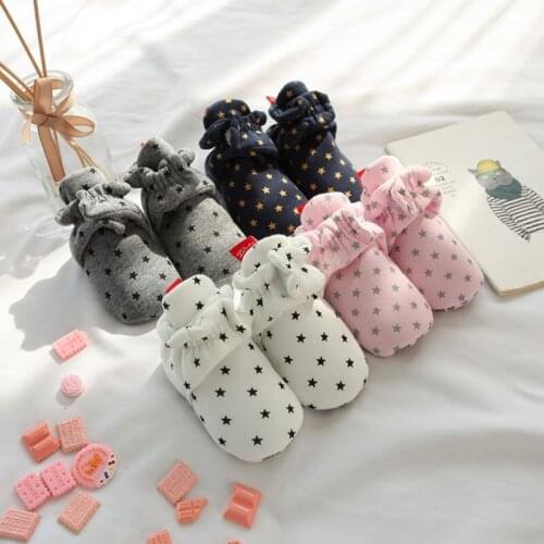 Star Print Newborn Baby Socks Shoes Booties Keep Warm Anti-slip Soles Soft Cotton Floor Socks Baby Winter Indoor Walking Shoes