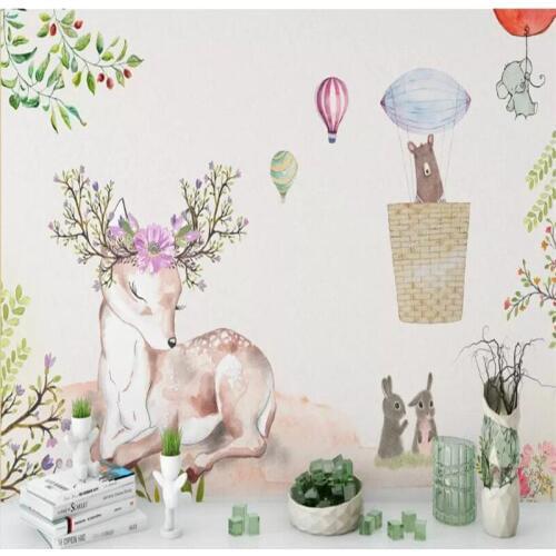 Simple watercolor flower Sen small fresh decorative painting background wall custom large wallpaper mural 3D photo wall factory