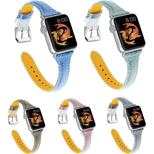 Gradient Color Strap For Apple Watch Band Series 1 2 3 4 5 Slim Leather Wristbands For iWatch 44mm 42mm 40mm 38mm Bracelet