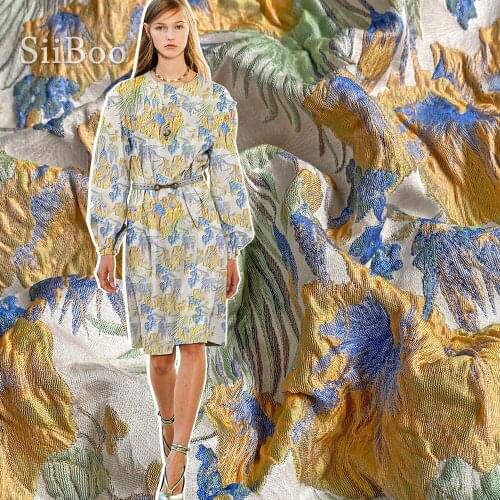Siiboo embossed 3D floral pattern yarn dyed jacquard fabric in macaron color artistic sweet french style tejido tissu sp6571