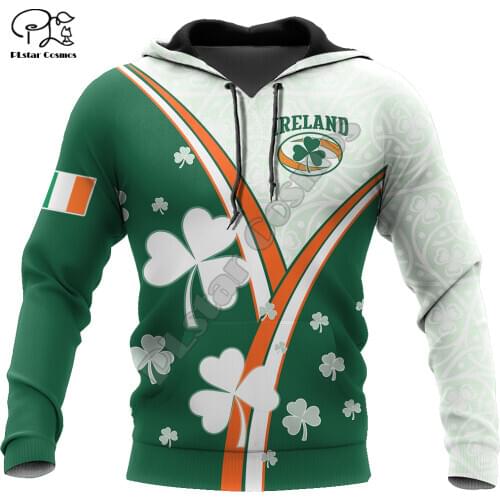 PLstar Cosmos 3DPrint Ireland Clover Irish St.Patrick Funny Men/Women Harajuku Streetwear Hoodies/Zip Hoodie/Sweatshirt/c13