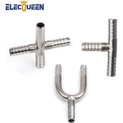 Y Shape U Shape T Shape Cross Shape Hose Barb, Stainless Steel 1/4" 7mm Barb Fitting 3 Way Tee Barbed Co2 Hose Splicer Homebrew