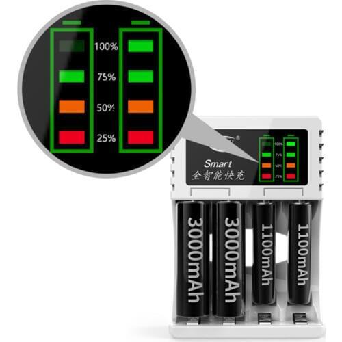 4 Slots Battery Charger Smart Rechargeable Battery Chargers For AA/AAA Ni-MH/Ni-Cd Rechargeable Battery