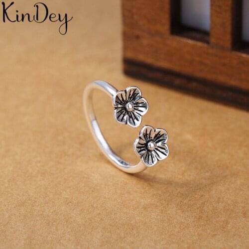 Exaggerated Silver Color Flower Rings For Women Engagement Jewelry Girls Open Finger Rings