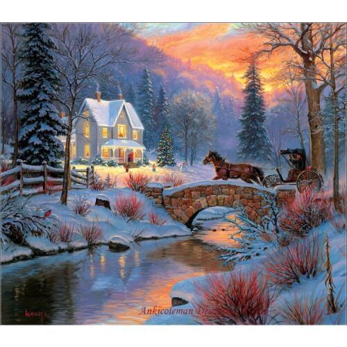Needlework for embroidery DIY French DMC High Quality - Counted Cross Stitch Kits 14 ct Oil painting - Over the Bridge