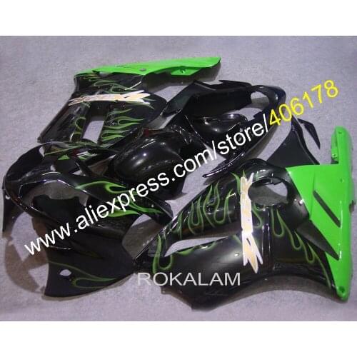ZX-12R Fairing Ninja Kit For Kawasaki Ninja ZX12R 2002 2003 2004 2005 2006 Green Flame Aftermarket Fairings (Injection Molding)