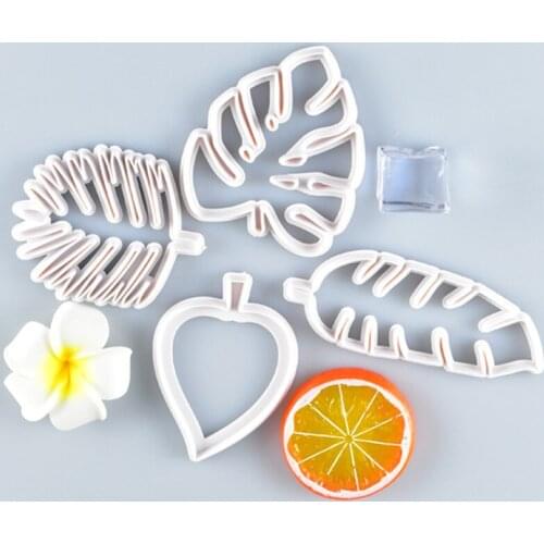 1Set Tropical Leaves Fondant Mold Cake Mold Plastic DIY Cookie Carving Embossed Clay Cake Decoration Tools Baking Tools