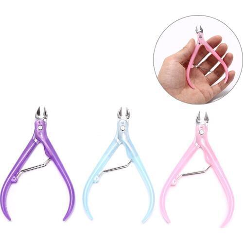 1Pc 10.5cm x 5.5cm Manicure plastic handle Scissors Nail Cuticle Clippers blue/pink/purple