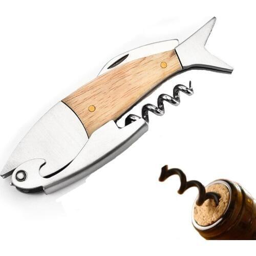 Wine Opener Screw Corkscrew Wine Bottle Opener Wood Handle Professional Multi-function Portable Cookware Tools High Quality 1pcs