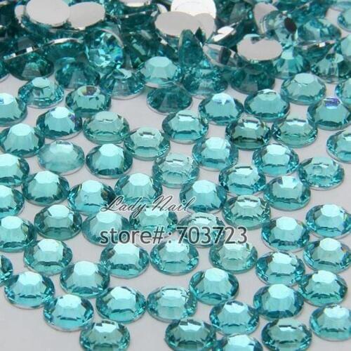 1000PCS Flatback 14 Facets Resin Round Rhinestone Tips Beads Makeup Nail Art Decoration Tools ss20 5mm Water Blue N08