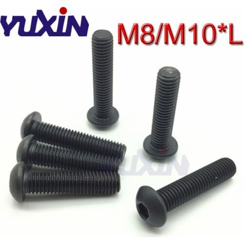 20pcs M8/M10*L Black Steel 10.9 Grade Round Head Screws M8 ISO7380 Hex Socket Button Head Cap Screw Vis Parafusos Screws Bolts