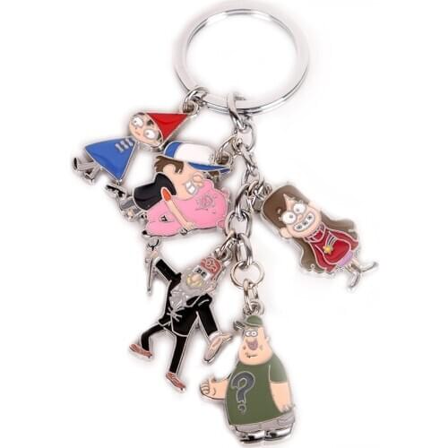 Bill Cipher Mabel Pines Dipper Pines 5 In 1 Pendants Keychain Zinc Alloy Car Key Ring Holder Trinkets Cosplay Accessories Gift