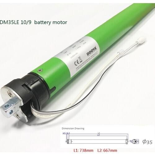 DM35LE battery motor 12V tubular motor max load 24kg for 50mm tube roller blinds curtain shutter