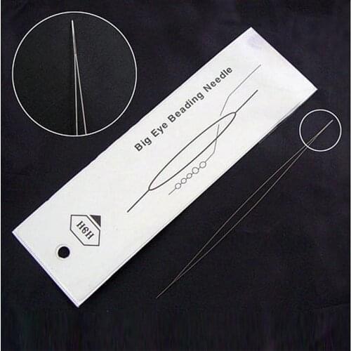 10Pcs Stainless Steel Big Eye Beading Needles Easy Thread for Jewelry Making, Stainless Steel Color, 75x0.3mm