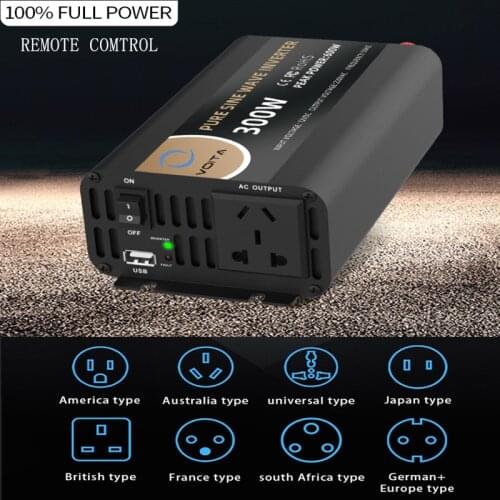 Off Grid Dc to Ac 300w 12V/24V/48 to 110V-220V Pure Sine Wave Inverter with Overvoltage Protection
