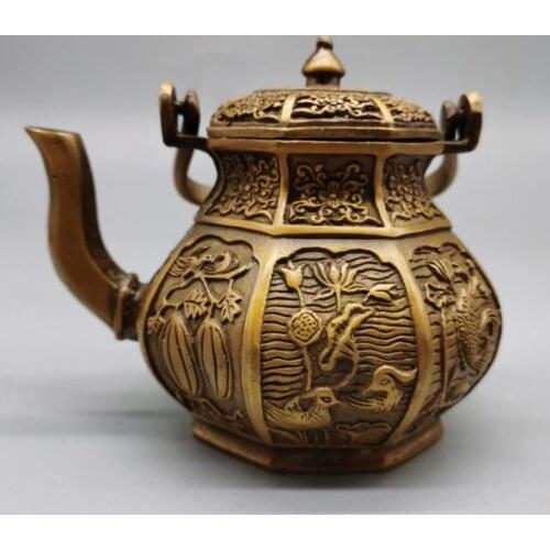 China brass eight treasure flagon crafts statue