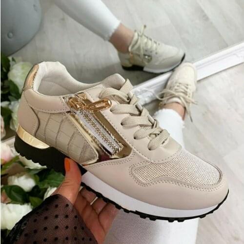 Running Women Breathable Zipper Casual Shoes Outdoor Light Sports Shoes Casual Walking Platform Ladies Sneakers Zapatos Mujer
