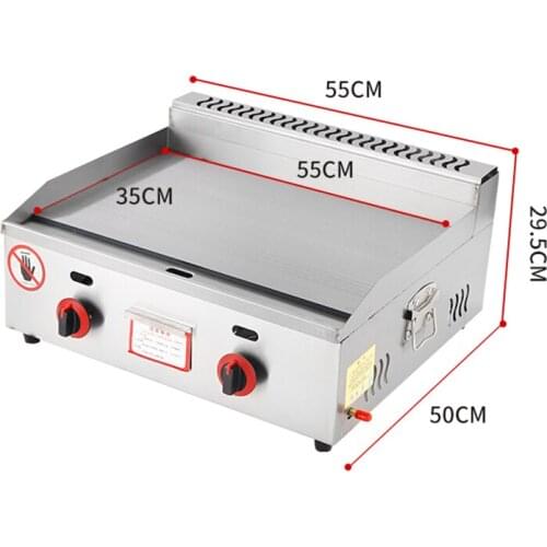 Countertop Griddle Grill Grooved and Flat Top Roaster Commercial Teppanyaki Equipment Stainless Steel Steak Grill Pan, Gas Type