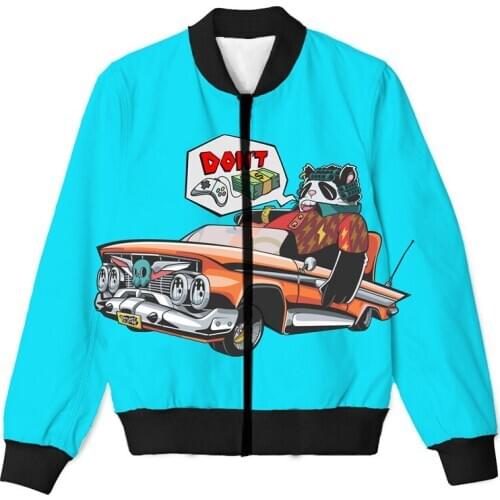 4 Styles Real American US Size Panda Car 3D Sublimation Printing Plus size 3XL 4XL 5XL 6XL Zipper Up Jacket
