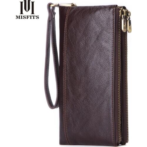 Quenya Genuine Leather Men Wallet vintage Clutch Coin Purse Quality Zipper Long Walet Male Large Capacity Card Holder PORTFOLIO