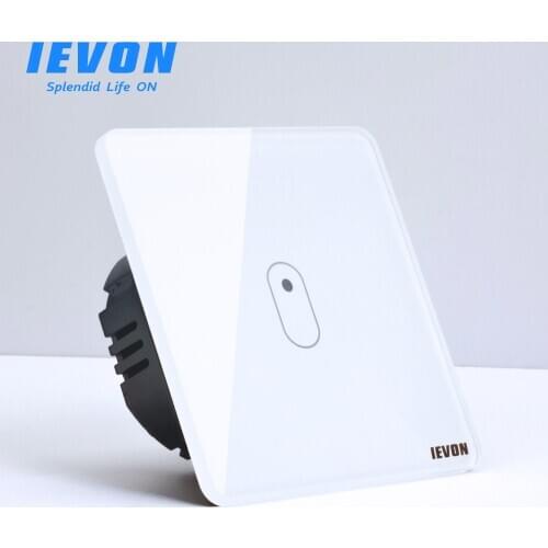 IEVON Luxury Wall Touch Sensor Switch EU/UK Standard Light Gray Crystal Glass Touch Switch Power 1/2/3 Gang 1 Way AC 220