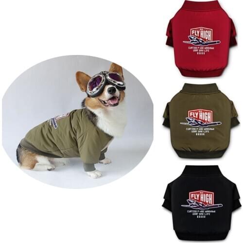 Dog Clothes Winter Warm Dog Coat Jacket Thickening Fashion brand pilot Pet Dog Costume Pug French Bulldog Clothes for Small Dog