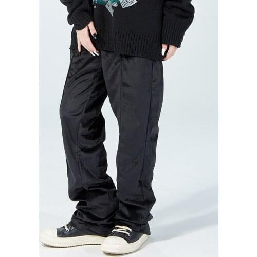 Harajuku Solid Color Velour Flared Joggers Women Urban Streetwear Hip Hop Embroidery Velvet Flare Sweatpants for Mens 2021