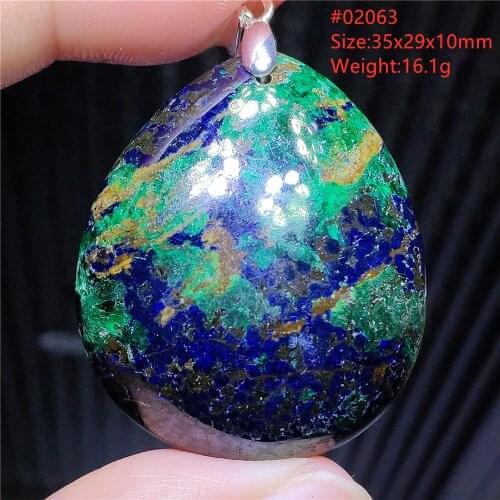 Natural Blue Malachite Azurite Lapis Lazuli Pendant Necklace Green Strong Energy Women Men Water Drop Jewelry AAAAA