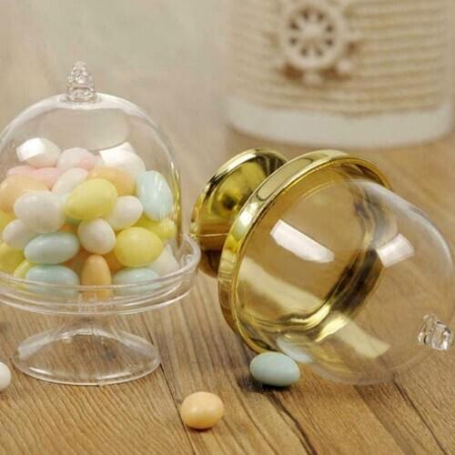 Transparent Plastic Candy Box Mini Cake Stand Cupcake Box Wedding Favor Party Baby Shower Birthday Decoration Gift for Kids