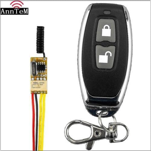 433 MHz RF Wireless Remote Control Switch Mini Small Relay Circuit Module 3.7v 5v 6v 9v 12v Battery Power Momentary Controller