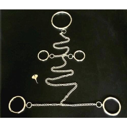 Stainless Steel Slaves Bondage Chain Device Handcuffs Shackles Fetters Anklet Cuffs Neck Ring Collar BDSM Sex Toy sex furniture