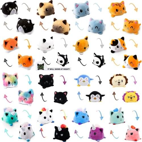 A variety of reversible cats, funny childrens stuffed animals, unicorns, double-sided flip dolls, cute toys, party stuffed toys