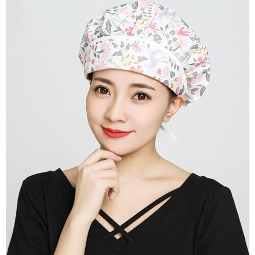Men Women Cooking Cap Printed Adjustable Chef Hat Dustproof Workshop Working Cap Headscarf for Kitchen Restaurant Hotel