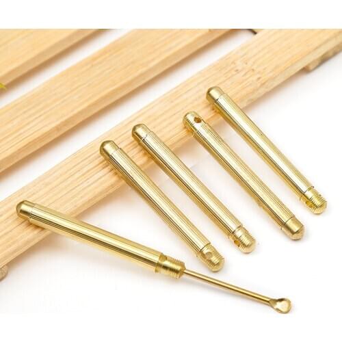 Folding Type Golden Mini Ear Cleaner Portable Ear Wax Removal Tool Nettoyage Oreille Earpick Ear Spoon Attached Key Ring Keyhole