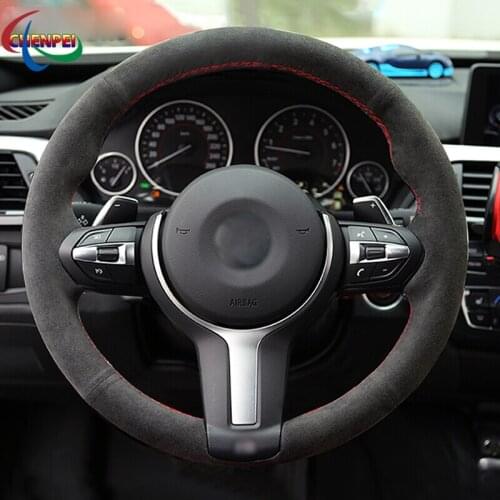 DIY Hand-stitched Anti-Slip Black Suede Steering Wheel Cover For BMW M Sport F30 F31 F34 F10 F11 F07 F22 F23 F45 F46 M235i M240i