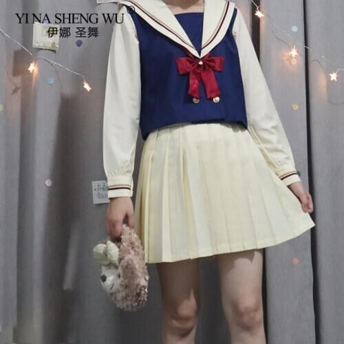 Japanese Girl JK Uniform Long-Sleeved Tops + Pleated Skirt Suit Summer Novelty High School Girl Cosplay Sailor Uniforms Costumes
