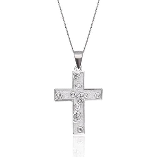 YJ00928 New S925 Pure Silver Micro-inlaid Zirconium Stone Cross Pendant Clavicle Jewelry Men and Women Accessories