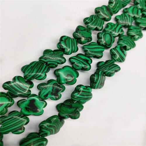 1 Strand 25Pcs 16x16x6mm Green And Black Malachite Snowflake Loose Beads For DIY Jewelry Necklace Making Accessories 15.5Inch