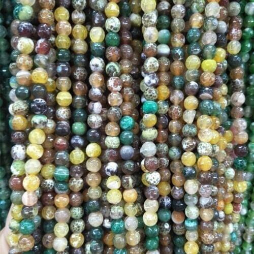 Yellow Fire Agates Bead Faceted Natural Stone Beads For Jewelry Making Diy Bracelet 6/8/10/12/14mm Onyx Loose Beads Strand 15