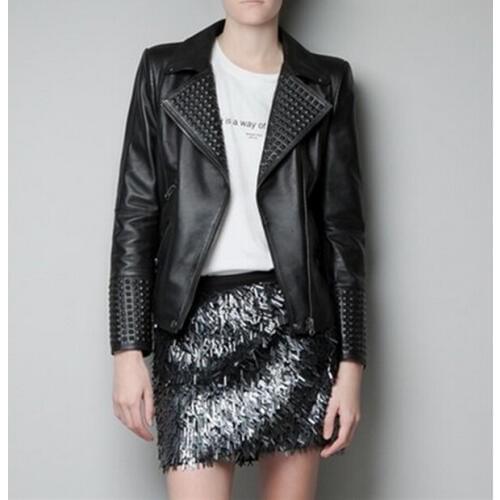 Genuine Leather Jacket Women 100% Sheepskin Leather Coat Motorcycle Biker Jacket Women Short Real Leather Jackets 2020 KJ3153