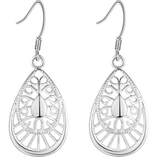 925 Sterling Silver Water Drop Shape Drop Earrings For Women Lady Wedding Engagement Party Fine Jewelry