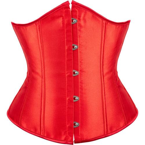 Gothic Satin Corsets Sexy Women Underbust Bustiers Plus Size Corselets Corset Top корсет женский Steampunk Gothic Clothing 8192