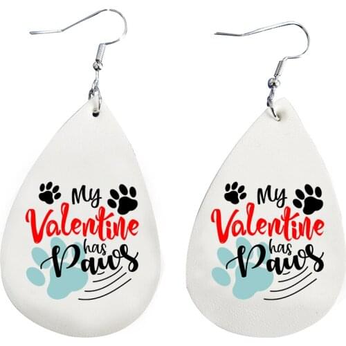 Paws Earrings Happy Valentine Day Gift For Her Leather
